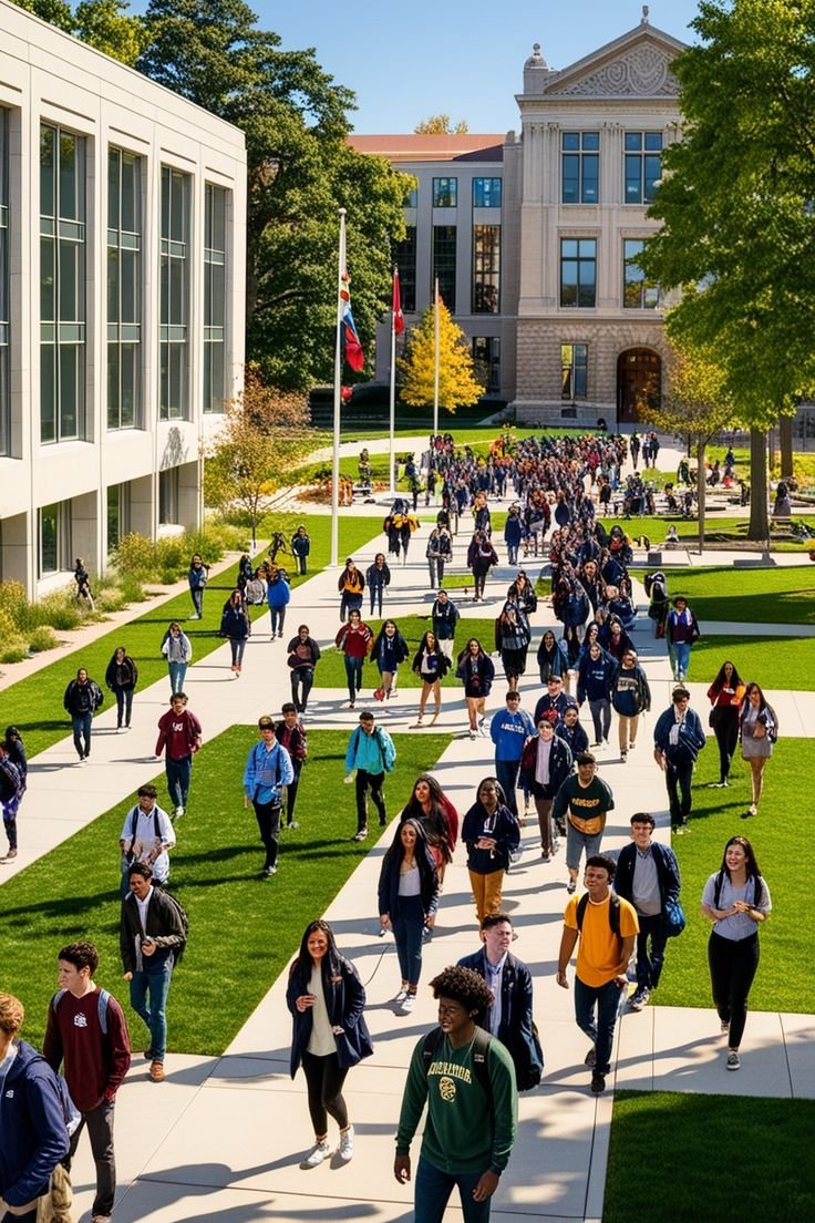 Students on university campus